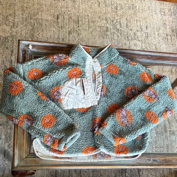PacSun Green and Orange Fleece Jacket - Picture 2 of 3